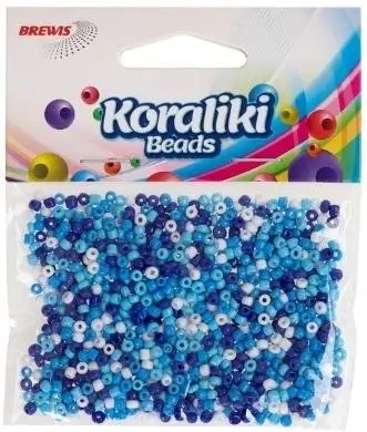 Koraliki akrylowe do nawlekania białe niebieskie - Brewis
