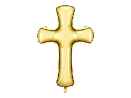Balon foliowy Krzyż złoty 103.5x74.5cm - PartyDeco