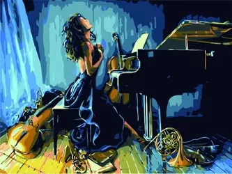 Malowanie po numerach - Fortepianistka 30x40cm - Hobby-maniak.pl