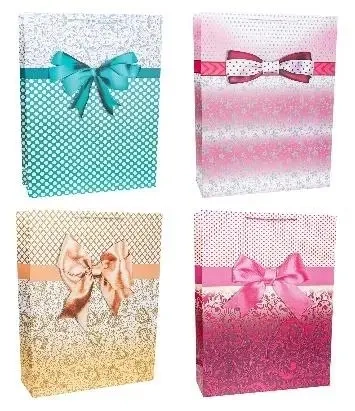 Torebka ozdobna 51x72x18cm szerokie dno mix - Rozette