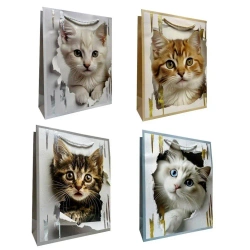 Torebka prezentowa M metalizowana Kotki mix - Ju-Piter