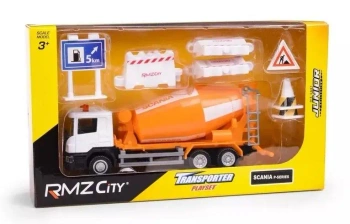 Zestaw betoniarka + znaki drogowe i płotki 1:64 - Daffi