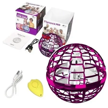 Kula latająca flynova sterowana ręką LED 10cm róż - Leantoys