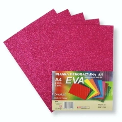 Pianka brokatowa A4 Eva fuksja biodegrad. 5szt - Penword