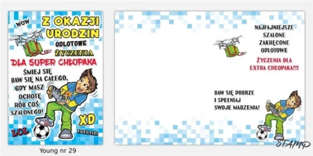 Karnet Young B6 + koperta wzór nr 029 Urodziny - Stamp