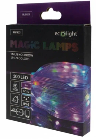 Magiczne lampki 100led 1mln kolorów 5m DC5V - Eco Light
