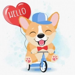 Malowanie po numerach - Wesoły corgi 30x30cm - Ideyka