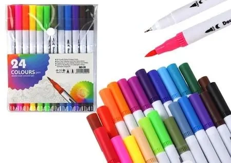 Pisaki dwustronne w organizerze 24szt - Leantoys