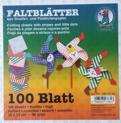 Origami 15x15cm kropki/paski 100 arkuszy - Galeria Hobby