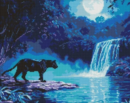 Diamentowa mozaika - Nocny drapieżnik 40x50cm - Ideyka