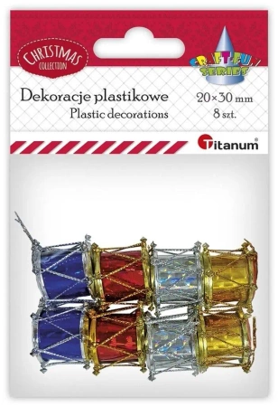 Dekoracje plastikowe bębenek Xmass 20x30mm 8szt - Titanum