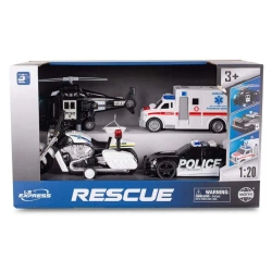 Zestaw policyjny z radiowozem i karetką 4el - Lena
