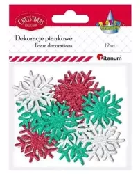 Piankowe śnieżynki brokatowe mix 12szt - Titanum