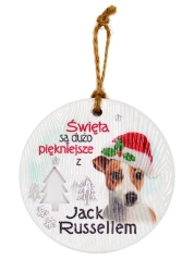 Zawieszka ceramiczna Boże Narodzenie Jack Russell - Kukartka