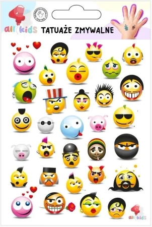 Tatuaże zmywalne dla dzieci Buźki emotki - All4Kids