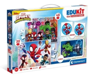Puzzle 48 + 36 + Memo + 6 klocków Edukit Spidey - Clementoni