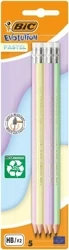 Ołówek z gumką Evolution Pastel 5szt - BIC