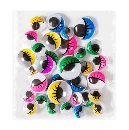 Ruchome oczka z rzęsami mix kolorowe 36szt - Dalprint dpCraft