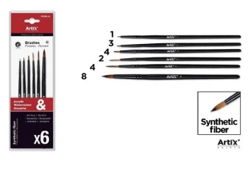 Pędzle syntetyczne 6szt - Artix