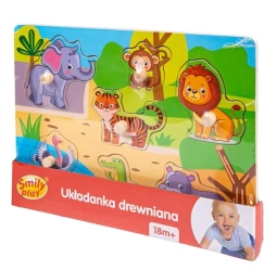 Układanka drewniana Zoo uchwyty - Smily Play