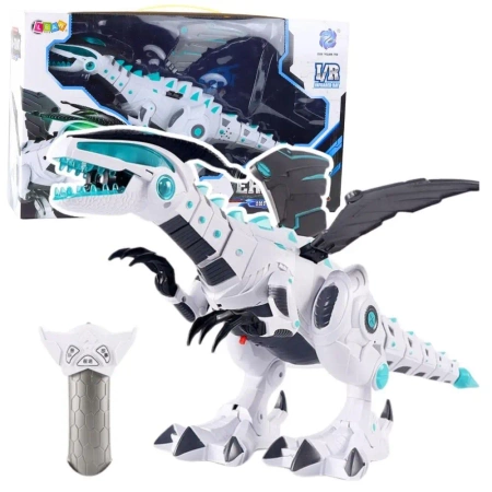 Dinozaur robot R/C światło i dźwięk biały - Leantoys
