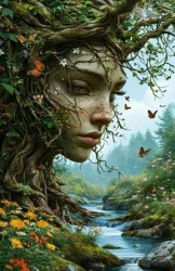 Diamentowa Mozaika Kobieta Nimfa w drzewie NO-2003084 - Norimpex