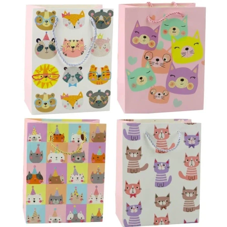Torebka prezentowa brokatowa 23x18x10,5cm MIX - Leantoys