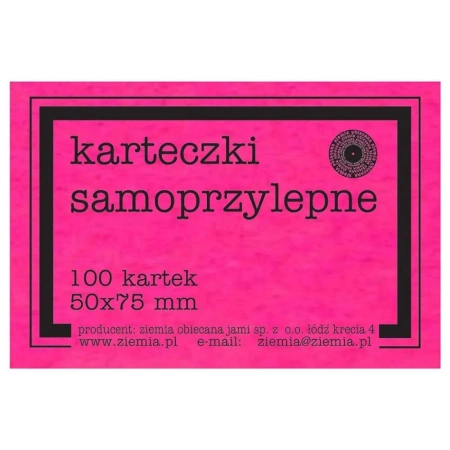 Karteczki samoprzylepne Fluo 50x75mm 100K róż - Ziemia Obiecana