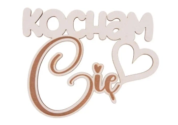 Drewniany napis - Kocham Cię 5szt biały - Cresco