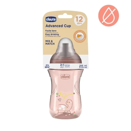 Kubek niekapek ze słomką 266ml brzoskwiniowy 12m+ - Chicco