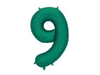 Balon foliowy cyfra 9 86cm butelkowa zieleń - PartyDeco