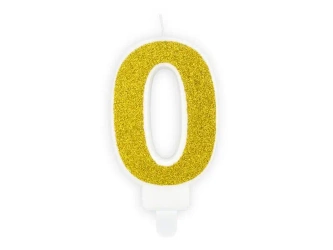 Świeczka urodzinowa 0 złoty 7cm - PartyDeco