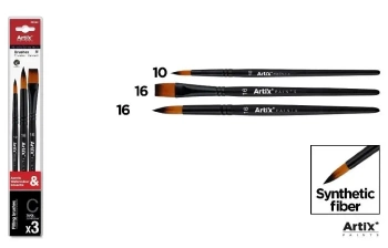 Pędzle syntetyczne zestaw C 3szt - Artix
