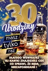 Karnet Urodziny z nakładką na butelkę 30 - YEKU