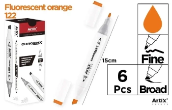 Marker Chromax z 2 końcówk. fluor orange 122 (6szt - Artix