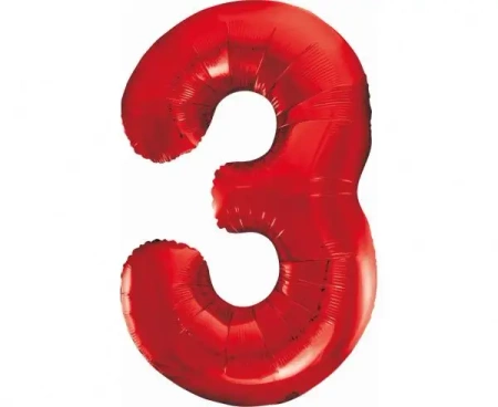 Balon foliowy B&C cyfra 3 czerwona 85cm - Godan