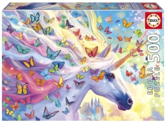 Puzzle 500 Jednorożec i kolorowe motyle - Educa