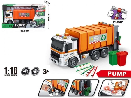 Auto Śmieciarka 1:16 światło dźwięk open box rozm - Madej