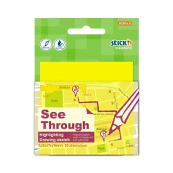 Notes samoprzylepny 76x76mm przezroczysty 50K żółt - Stickn