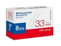 Paczka Spinacze biurowe okrągłe 33mm 100 szt 10 sztuk - Tetis