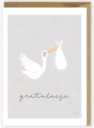 Kartka okolicznościowa Bocian, eko koperta K040 - Cardie