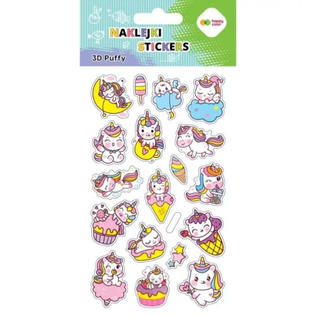 Naklejki 3D Puffy Unicorns 10x20cm HAPPY COLOR - GDD