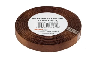 Wstążka satynowa brązowa 12mmx32m - Brewis