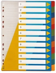 Przekładki A4 PP numeryczne 1-12 BP630-12