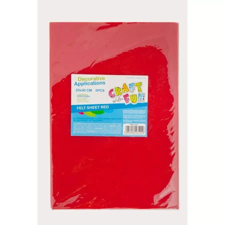 Filc Dekoracyjny Arkusz 5 szt. czerwony Craft with Fun 439307