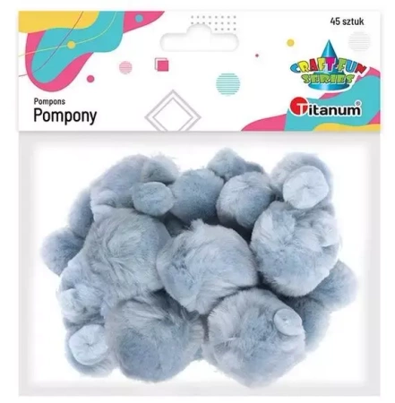 Pompony akrylowe szare mix rozmiarów 45szt - Titanum