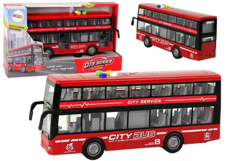 Autobus piętrowy z napędem frykcyjnym 1:16 czerwon - Leantoys