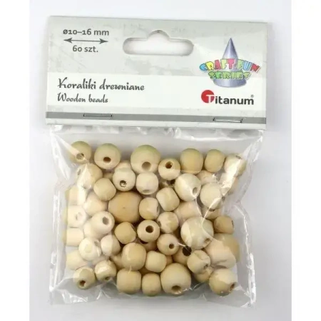 Koraliki drewniane okrągłe 60szt - Titanum