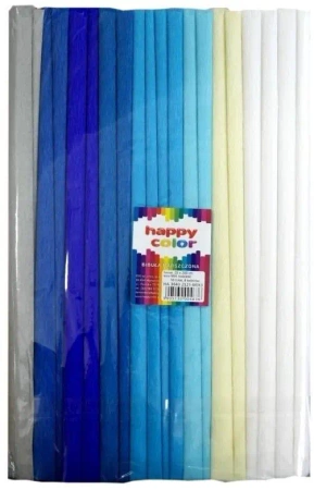 Bibuła marszczona 25x200cm mix niebieski 10 rolek - GDD