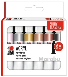 Farby akrylowe Shiny Classics 12ml 6 kolorów - Marabu